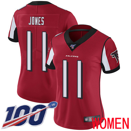 Atlanta Falcons Limited Red Women Julio Jones Home Jersey NFL Football #11 100th Season Vapor Untouchable